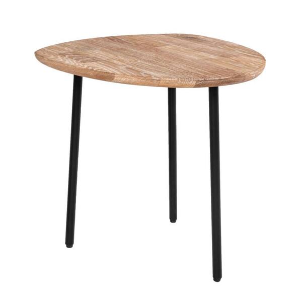 Benjara 19 in. Brown and Black Other Wood End Table with Metal Legs