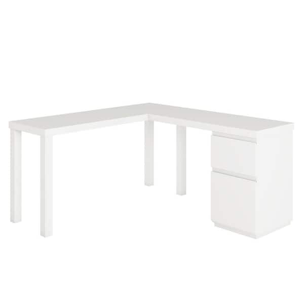 SAUDER Northcott 59.685 in. L-Shaped White Computer Desk with File Storage