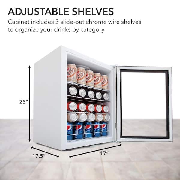 Teamson Kids 17 in. 62 (12 oz.) Can Cooler 1.6 cu. ft. Beverage Cooler  Fridge Stainless steel with Lock BR-062WS - The Home Depot