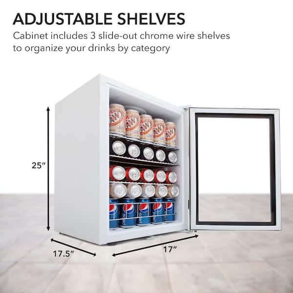 Whynter 62-Can Beverage Refrigerator With Lock Silver BR-062WS