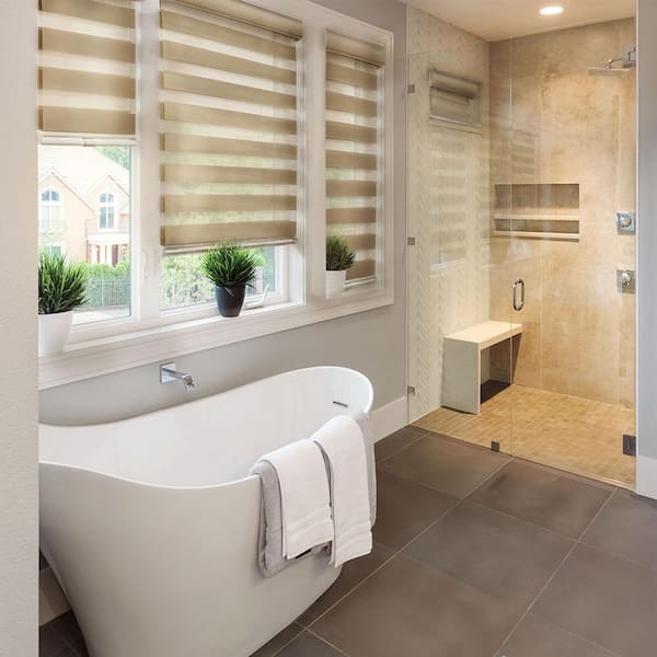 Chicology 36 in. W x 72 in. L Striped Mocha Zebra Horizontal Roller Shade