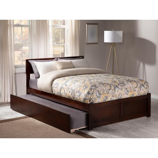 AFI Orlando Brown Solid Wood Frame King Platform Bed with Twin XL Trundle and Footboard