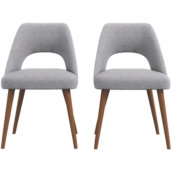 Ashcroft Furniture Co Adelaide Mid-Century Modern Gray Fabric Dining Chair (Set of 2)