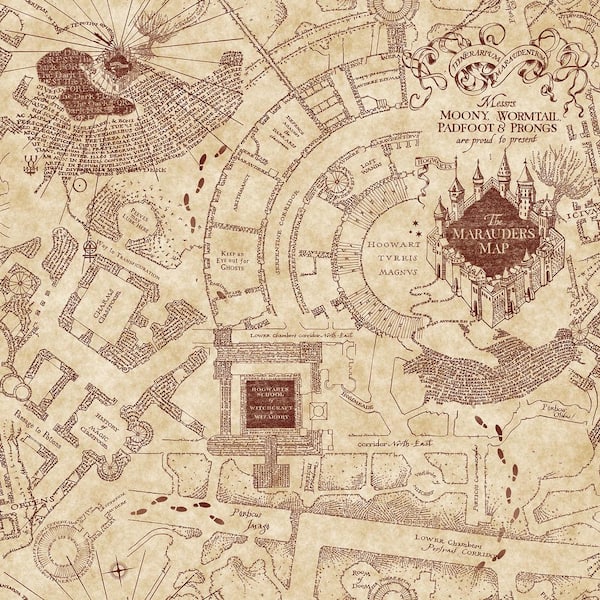 RoomMates Harry Potter Marauder's Map Peel and Stick Wallpaper ...