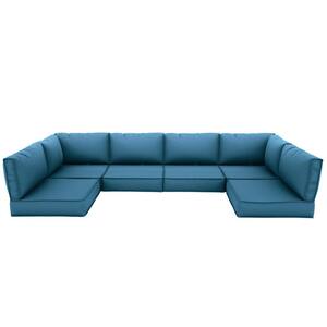 26 in. x 26 in. x 4 in. (14-Piece) Deep Seating Outdoor Sectional Cushion Blue