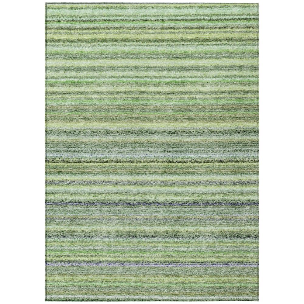 Green Stripe Synthetic Flat Woven 5' x 7' Rug
