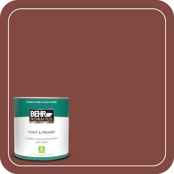 BEHR PREMIUM PLUS 1 qt. #S140-7 Deco Red Semi-Gloss Enamel Low Odor Interior Paint & Primer