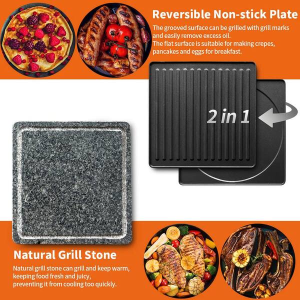 Xppliance 200 sq. in. Black Stainless Steel Smokless Indoor Grill with  Removable Plates DKP00FY02512 - The Home Depot