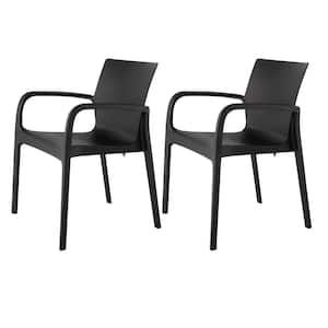 Alissa Black Stackable Resin Outdoor Dining Armchair (2-Pack)
