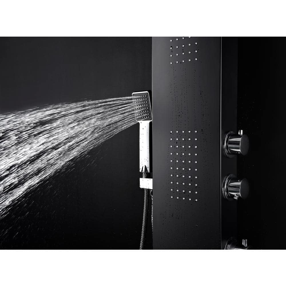 Black Aluminum 66'' Shower Panel with Rain Shower Head