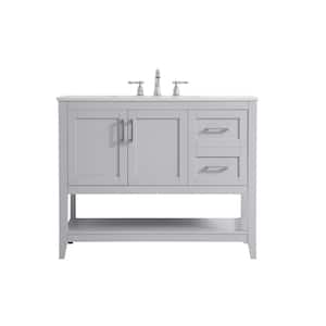 Simply Living 42 in. W x 22 in. D x 34 in. H Bath Vanity in Grey with Calacatta White Engineered Marble Top