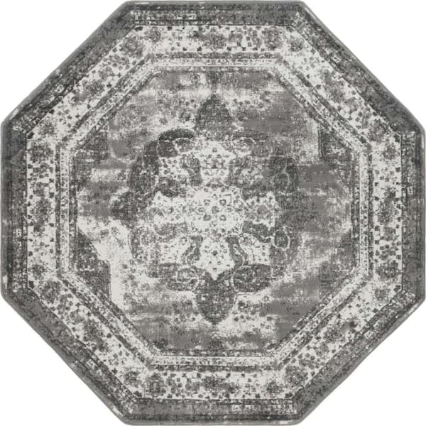 Sofia Salle Garnier Gray 6 ft. x 6 ft. Area Rug