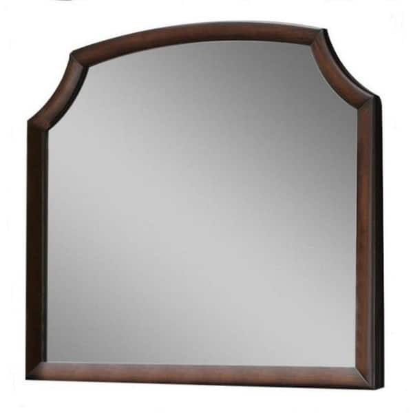 Benjara 32 In. W X 26 In. H Wooden Frame Brown Wall Mirror BM232977 ...