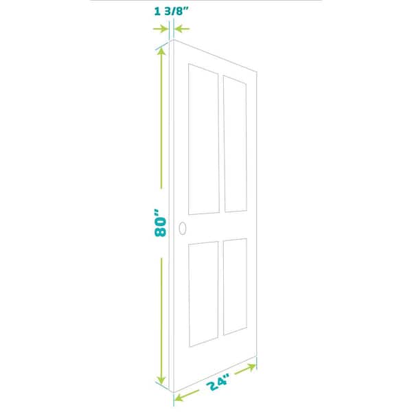 24 in. x 80 in. x 1-3/8 in. Shaker White Primed T-Shape 3-Panel Solid Core Wood Interior Slab Door