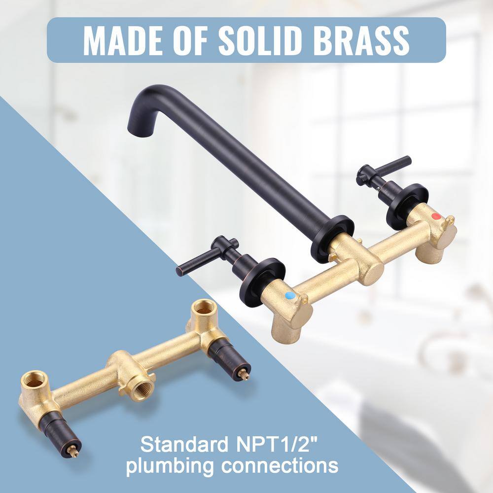 Oil Rubbed Bronze Double Handle Wall Mount Tub Faucet