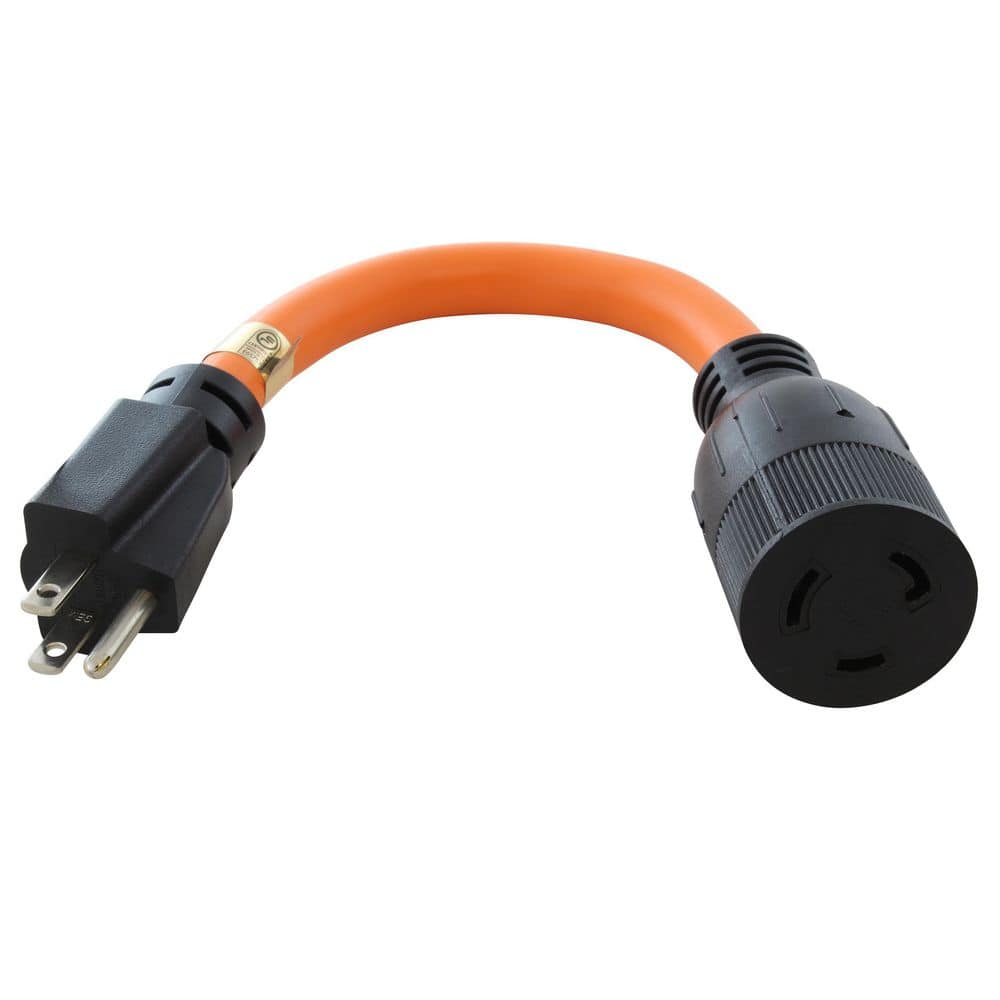 AC WORKS 1 ft. 12/3 STW 15 Amp NEMA 5-15P Household Plug to