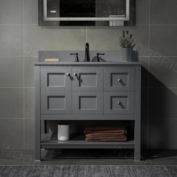 Engineered Stone Vanity Top, 37 Gray Bathroom Vanity Top