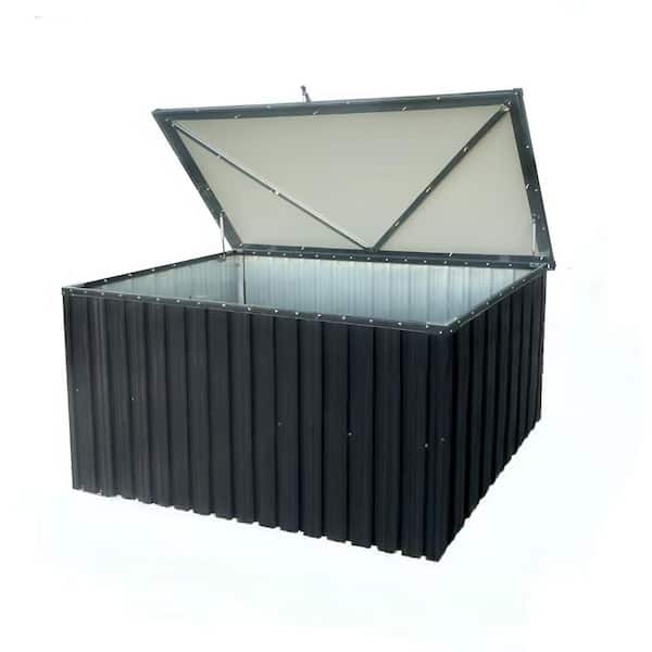 67.9 in. W x 30.8 in. D x 28.5 in. H Black Metal Outdoor Storage Cabinet-Waterproof Lockable Garden Storage Box