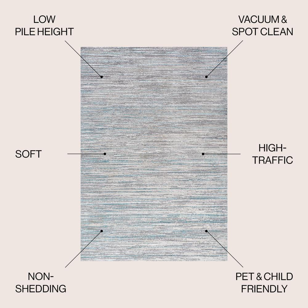 Reversible Gray Stripe Synthetic 8' x 10' Easy-Care Area Rug