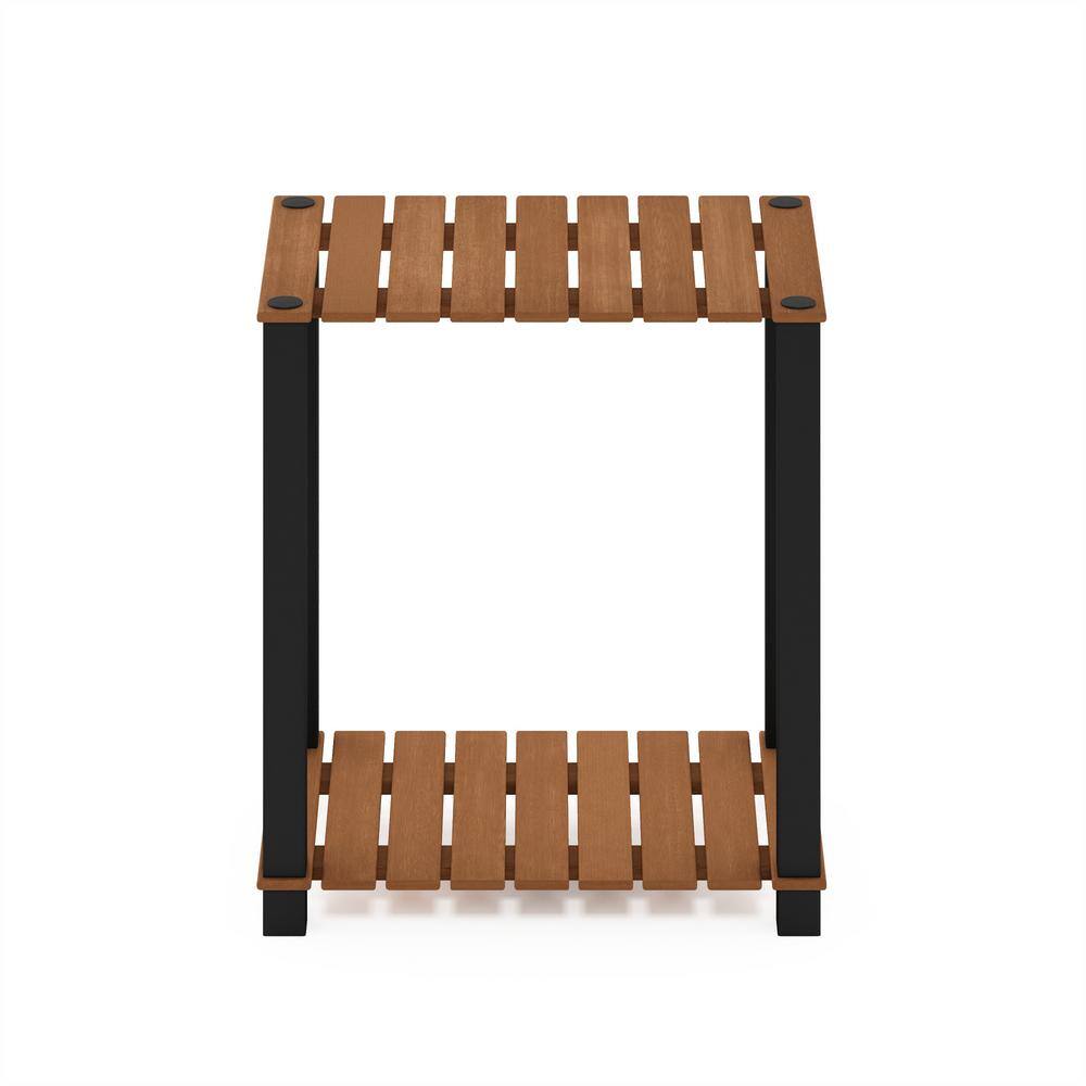 Pangkor 2-Tier Natural Wood and Black Plant Shelf