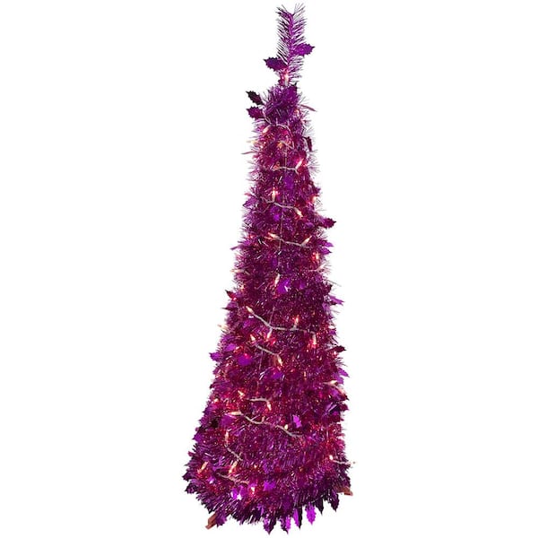 4 foot pre lit pink christmas tree