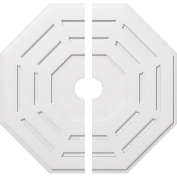 Ekena Millwork 1 in. P X 16 in. C X 40 in. OD X 5 in. ID Westin Architectural Grade PVC Contemporary Ceiling Medallion, Two Piece