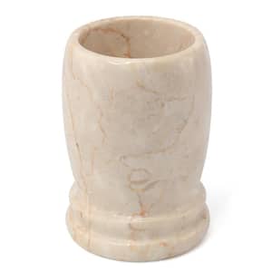 Natural Champagne Marble Double Ring Collection Tumbler, Toothbrush Holder, Makeup Brush Organizer in Beige