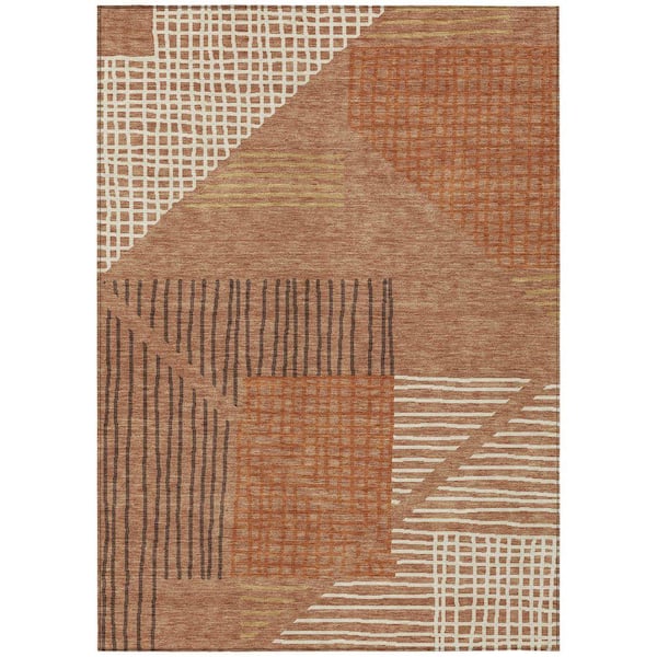 Chantille Machine Washable Indoor/Outdoor Abstract ACN2270 Paprika 8 ft. x 10 ft. Area Rug