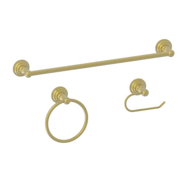 Glacier Bay Deveral 3-Piece Bath Hardware Set with Towel Ring, Toilet Paper Holder and 24 in. Towel Bar in Matte Gold