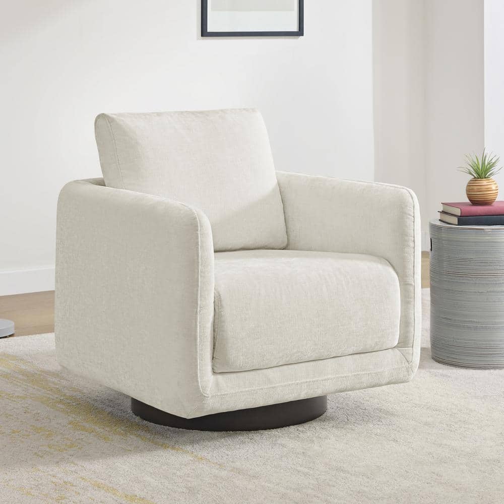 Spruce & Spring Jareth Beige Fabric Swivel Arm Chair Modern Accent Chair with Removable Back Cusion for Living Room and Bed Room SSAC72959-G0401991 - Spruce & Spring Jareth Beige Fabric Swivel Arm Chair Modern Accent Chair with Removable Back Cusion for Living Room and Bed Room SSAC72959-G0401991 -