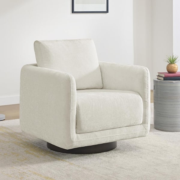Spruce & Spring Jareth Beige Fabric Swivel Arm Chair Modern Accent Chair with Removable Back Cusion for Living Room and Bed Room