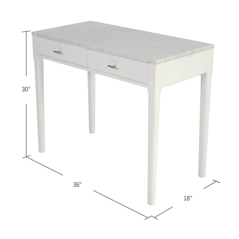 Sleek Carrara Marble & Wood Console Table with Storage - 36"