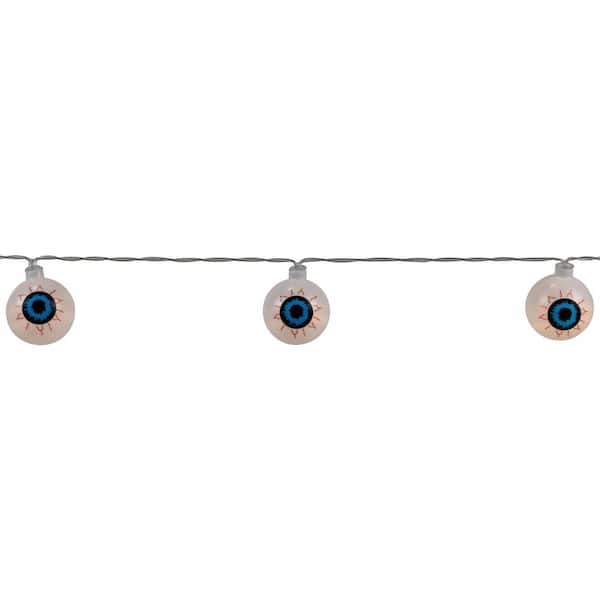 5.5' Bloodshot Eyeball Halloween String Lights-Warm White LED-Clear Wire-10ct