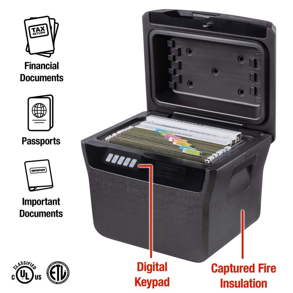 Charcoal Gray Digital Waterproof and Fireproof Document Safe