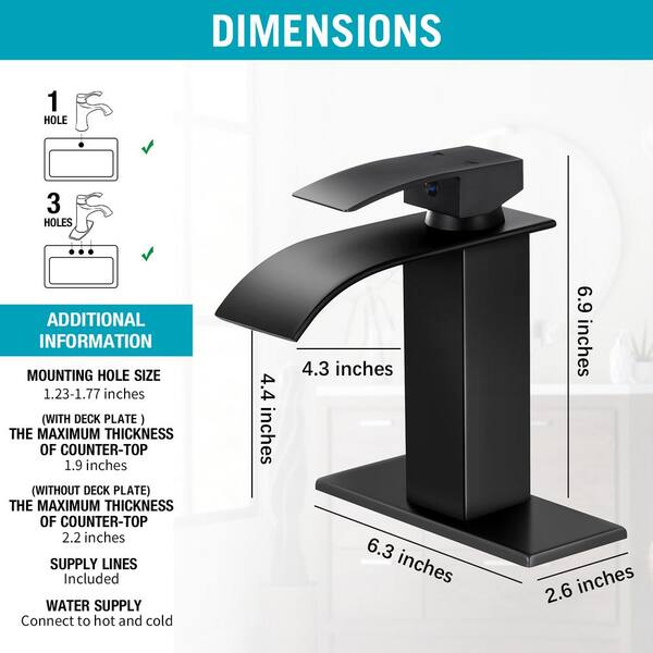 AKLFGN Waterfall Single Handle Single Hole Low-Arc Bathroom Faucet