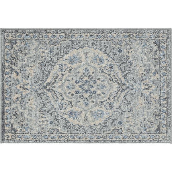Tayse Rugs Tuscany Medallion Gray 2 ft. x 3 ft. Indoor Area Rug
