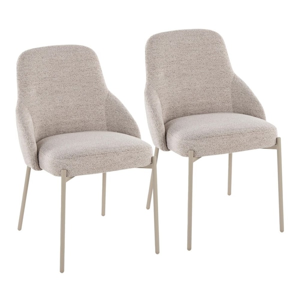 Lumisource York Oatmeal Fabric and Latte Metal Upholstered Chair (Set of 2)