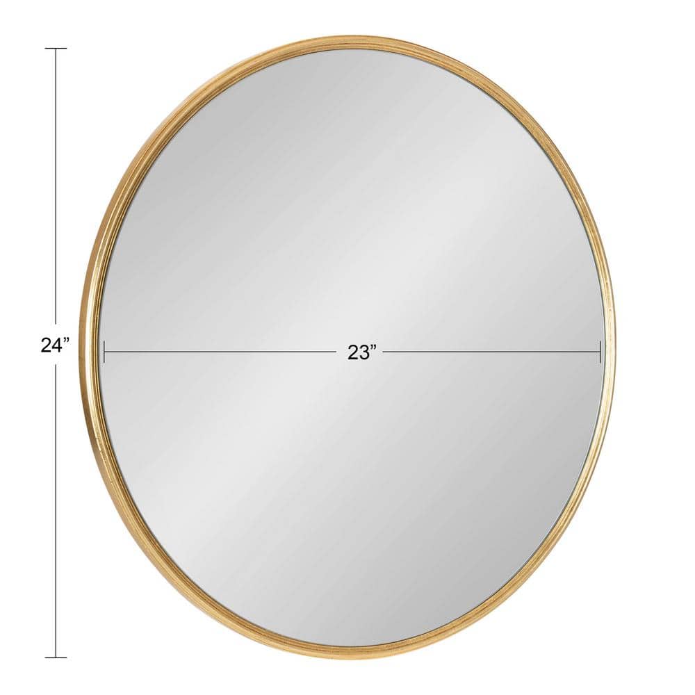28" Luxe Gold Finish Round Wooden Wall Mirror