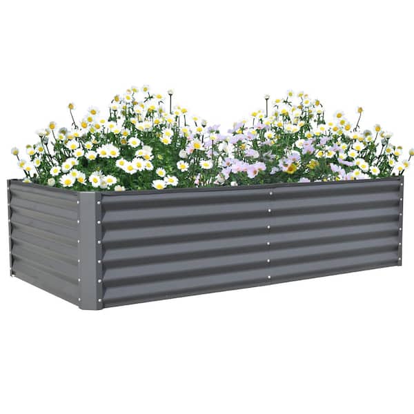 Mondawe 6 ft. x 3 ft. x 1.5 ft. Gray Galvanized Steel Rectangular Outdoor Raised Garden Bed
