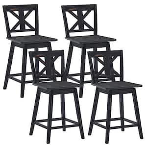 4PCS 38 in. High Back Swivel Bar Stools w/Footrest Counter Height Chairs for Home Black