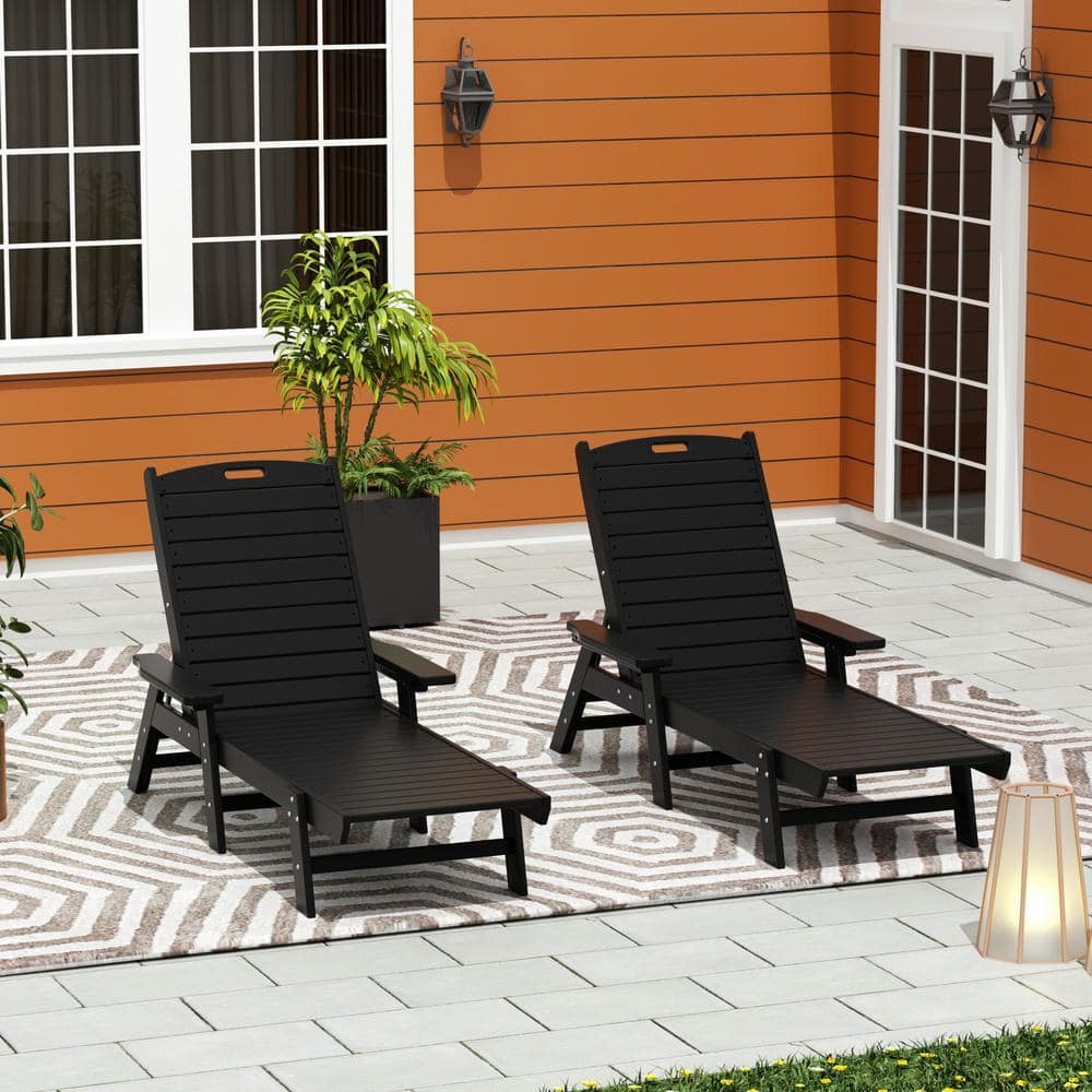 Laguna Black Plastic Outdoor Chaise Lounge Set