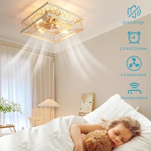 19.69 in. Smart Indoor Platinum Low Profile Standard Ceiling Fan with Light E26 Bulb (Not Included) with Remote Included