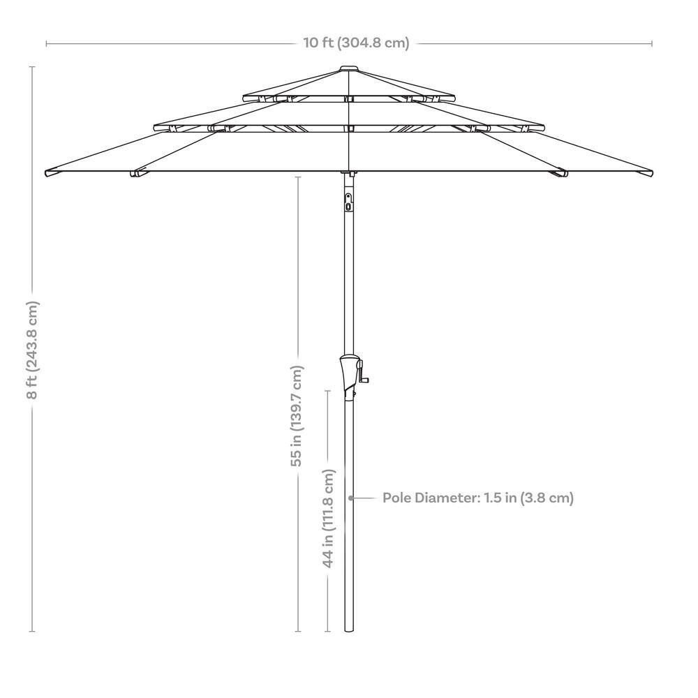 Navy Blue 10 ft Steel Market Umbrella with Solar LED Lights
