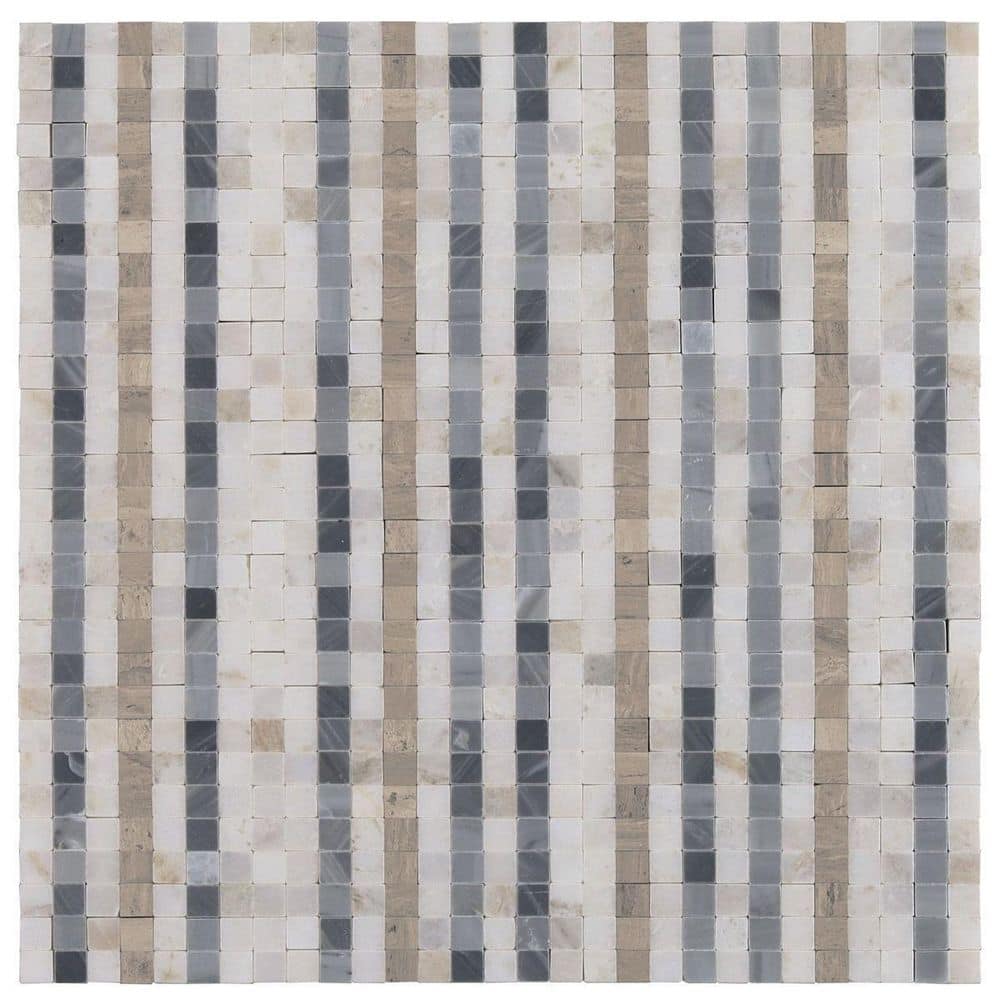 Ivy Hill Tile Minute Cloud Gray 4 in. x 0.39 in. Polished Marble Floor ...