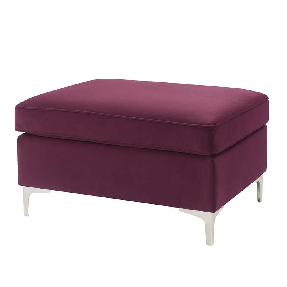 Jaszira Luxurious Burgundy Velvet Tufted Ottoman