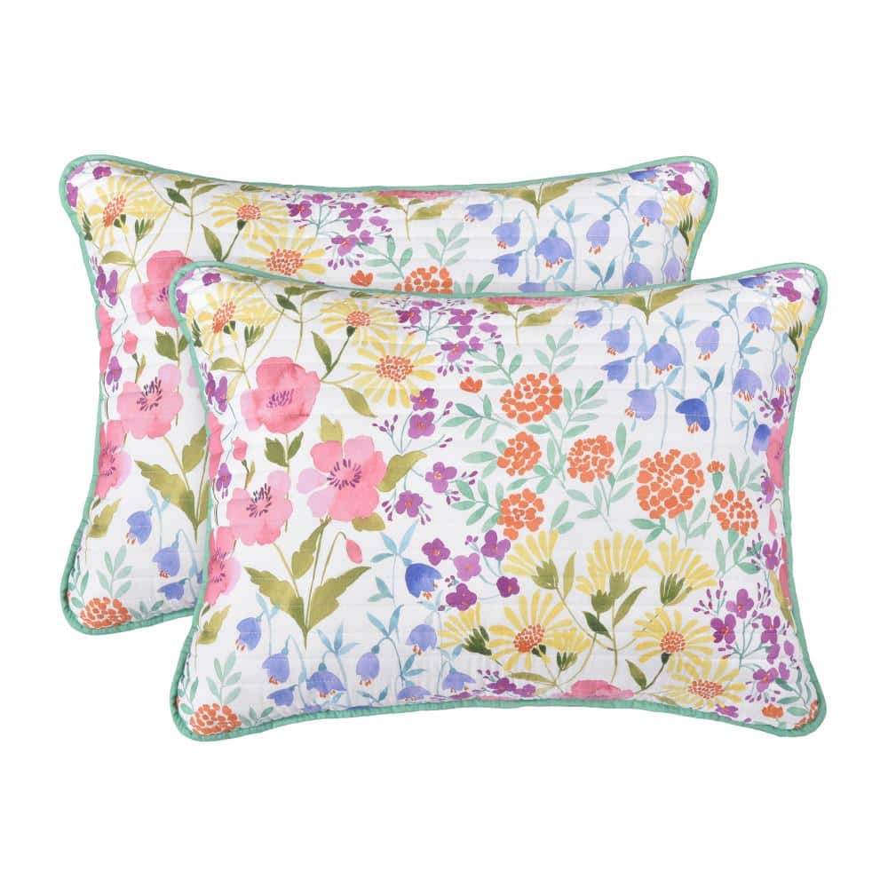 King Blue Microfiber Reversible Floral Quilt Set