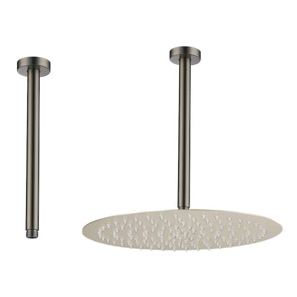Mondawe 11.8 in. Stainless Steel Celling Mounted Round Shower Arm with Flange in Brushed Nickel