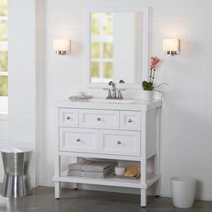 Ashland 37 in. W x 37 in. H x 19 in. D Bathroom Vanity in White with Vanity Top in White with White Sink