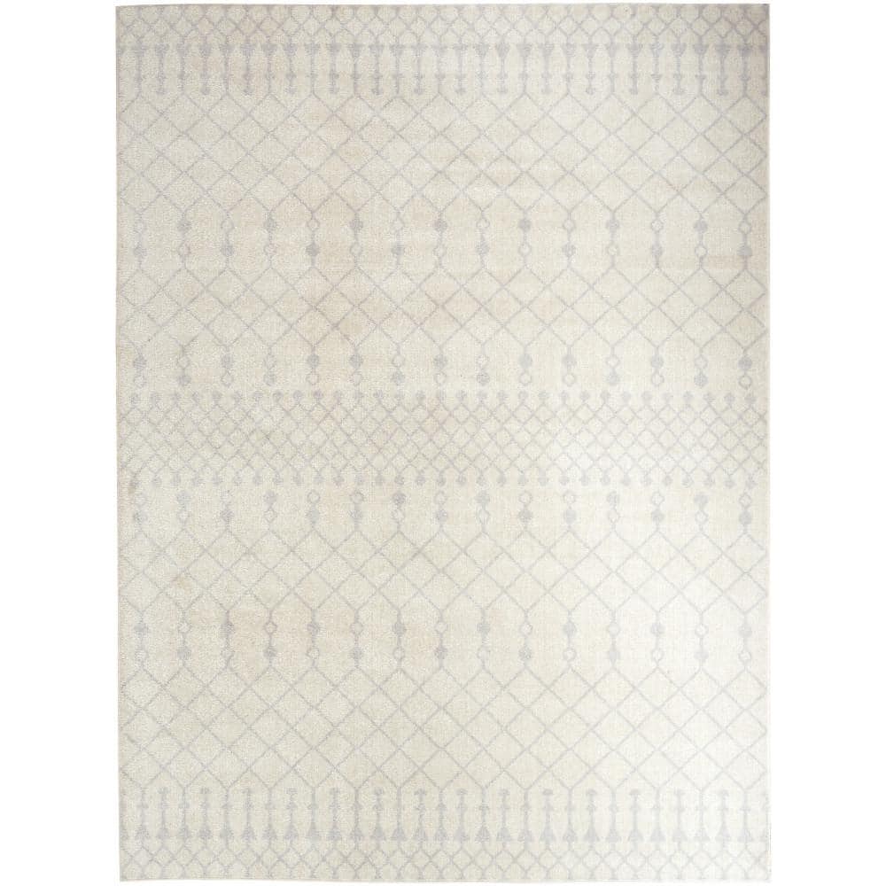 Ivory Trellis 8' x 10' Washable Synthetic Area Rug