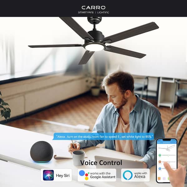 Essex 56 in. Dimmable LED Indoor/Outdoor Black Smart Ceiling Fan with Light and Remote, Works with Alexa/Google Home